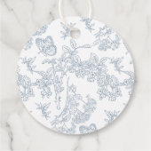 Étiquettes de Mariage Florales en Chinoiserie Bleu (Dos)