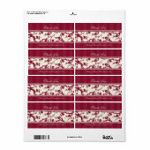 Étiquettes de mariage florales rouges et beiges (Feuille entière)