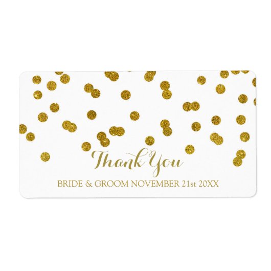 Étiquettes de mariage Gold Confetti (Devant)