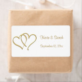 Étiquettes de mariage Gold Hearts (En situation)