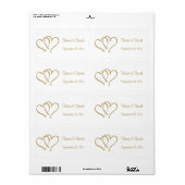 Étiquettes de mariage Gold Hearts (Feuille entière)