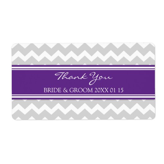 Étiquettes de mariage Grey Plum Chevron (Devant)