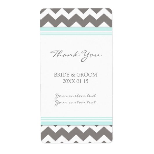 Étiquettes de mariage gris bleu Chevron (Devant)