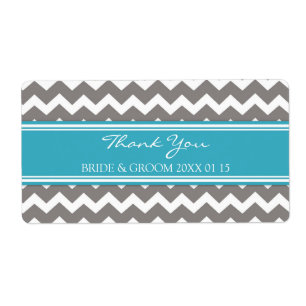 Étiquettes de mariage gris bleu Chevron
