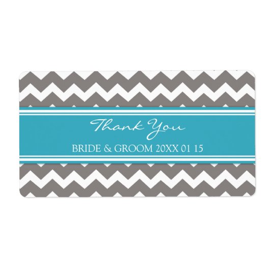 Étiquettes de mariage gris bleu Chevron (Devant)