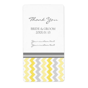 Étiquettes de mariage gris-jaune Chevron