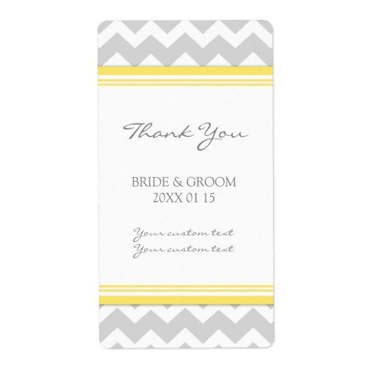 Étiquettes de mariage gris-jaune Chevron (Devant)