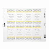 Étiquettes de mariage gris-jaune Chevron (Feuille entière)