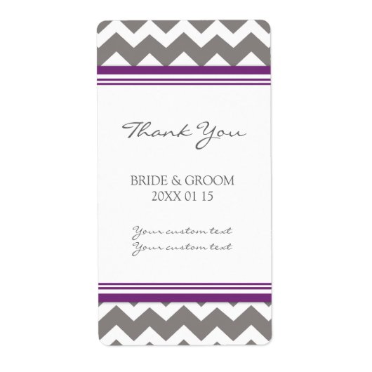 Étiquettes de mariage gris violet Chevron (Devant)