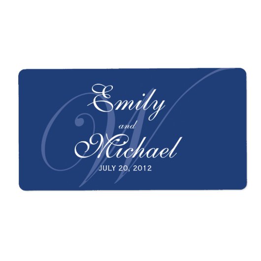 Étiquettes de mariage monogramme - Bleu profond (Devant)