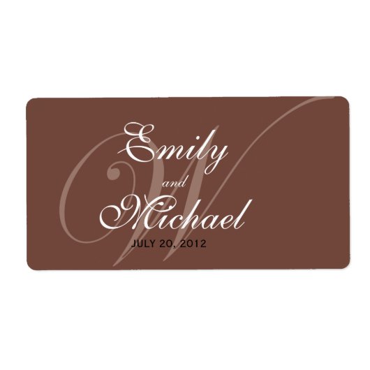 Étiquettes de mariage Monogramme - Chocolat (Devant)