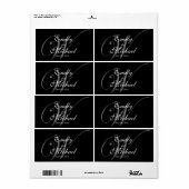 Étiquettes de mariage Monogramme -Nuit (Feuille entière)