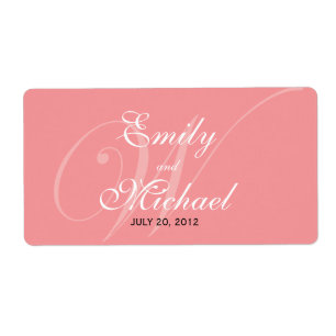 Étiquettes de mariage monogramme - Pamplemousse