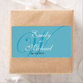 Étiquettes de mariage Monogramme - Turquoise (En situation)