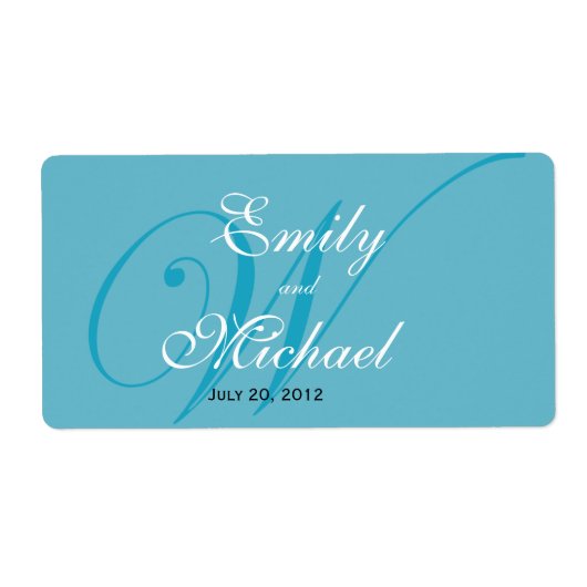 Étiquettes de mariage Monogramme - Turquoise (Devant)