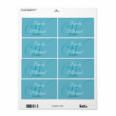 Étiquettes de mariage Monogramme - Turquoise (Feuille entière)