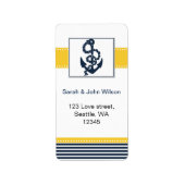 étiquettes de mariage nautiques à rayures marine e (Devant)