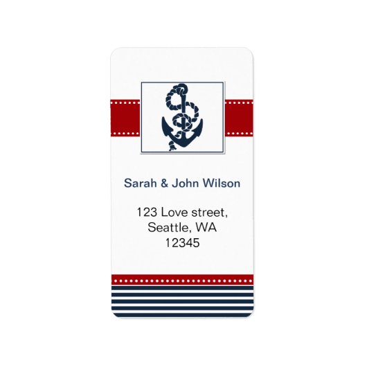 étiquettes de mariage nautiques à rayures marines  (Devant)