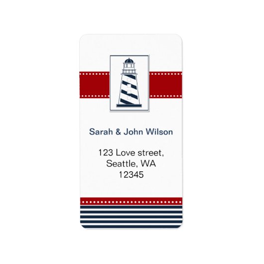 étiquettes de mariage nautiques rayures marine, ph (Devant)