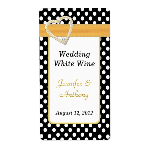 Étiquettes de mariage noir et blanc à points Polka (Devant)