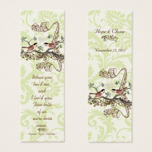 Étiquettes de mariage oiseaux vintage (Devant & derrière)