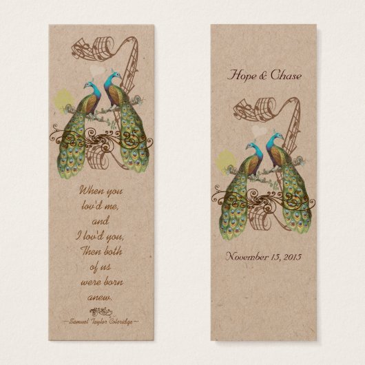 Étiquettes de Mariage Peacock Bird vintage (Devant & derrière)