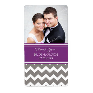 Étiquettes de mariage photo Plum Grey Chevron