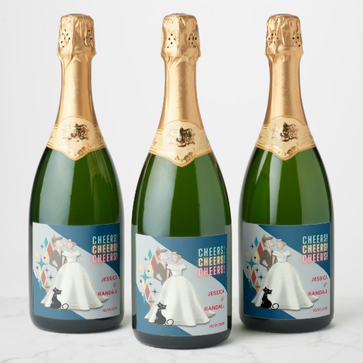 Étiquettes de mariage rétro pour bouteilles de vin (Bouteilles)