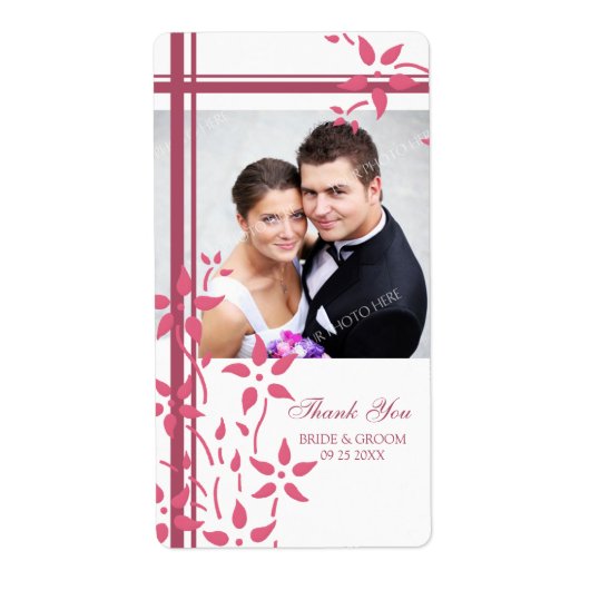 Étiquettes de mariage rose blanc floral (Devant)