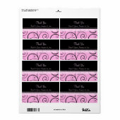 Étiquettes de mariage rose noir (Feuille entière)