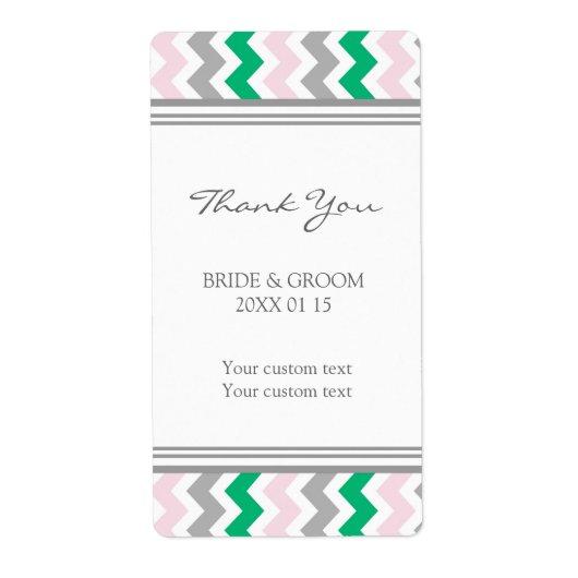 Étiquettes de mariage rose vert gris Chevron (Devant)
