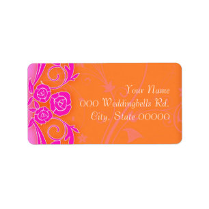 Étiquettes de mariage Roses Tangerine et Roses Ros