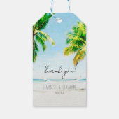 Étiquettes de Mariage Tropical de Plage aux Palmie (Dos)
