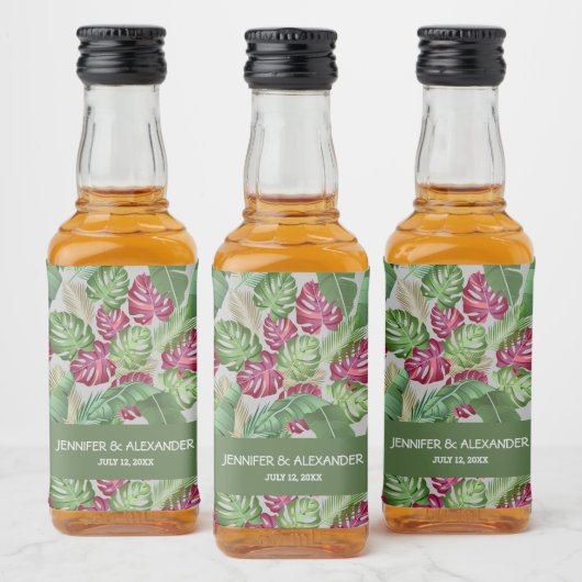 Étiquettes de mariage tropical mini (Bouteilles)