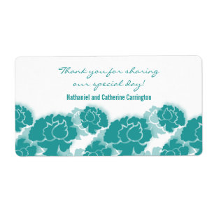 Étiquettes de mariage turquoises de décadence flor