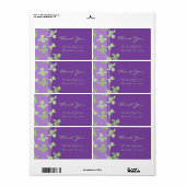Étiquettes de mariage violet vert floral (Feuille entière)