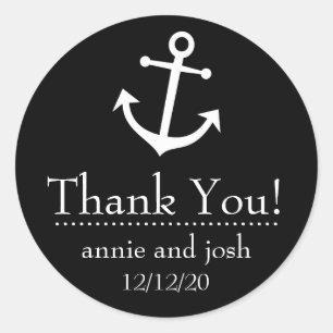Étiquettes de Merci Ancre de bateau (Noir)
