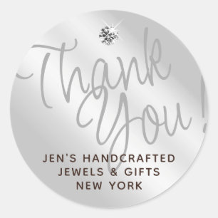 Étiquettes de Merci brillant gris argent clair