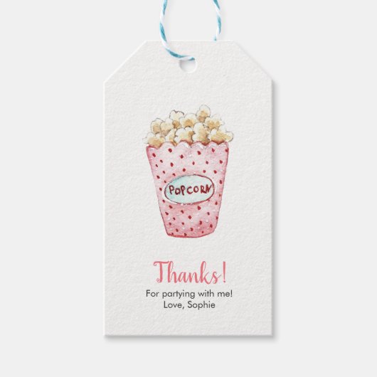 Étiquettes de Merci de maïs pop aquarelle | Balise (Devant)