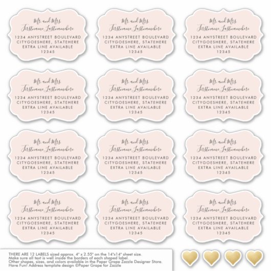 Étiquettes de messagerie adressés Forme de support (Devant)