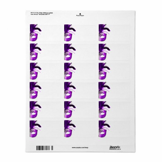 Étiquettes de messagerie Masquerade (Feuille entière)