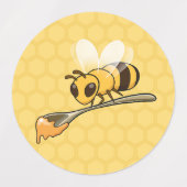 Étiquettes de miel avec abeilles tenant du miel (Design 1)