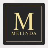 Étiquettes de Monogramme Élégant Noir et Or (Design 2)