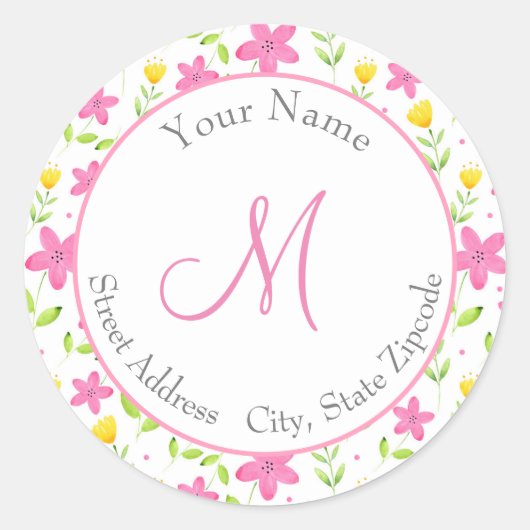 étiquettes de 'Motif rose et jaune d'aquarelle' (Devant)