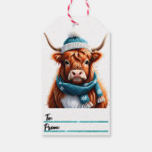 Étiquettes de Noël de la vache des Highlands Festi (Dos)