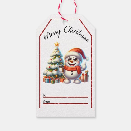 Étiquettes de Noël du bonhomme de neige (Dos)