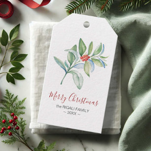 Étiquettes de Noël Élégantes Simples Aquarelle