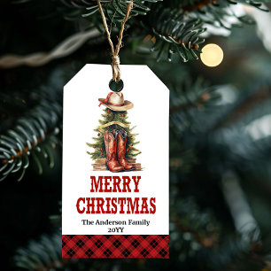 Étiquettes de Noël Western Cowboy avec nom personn