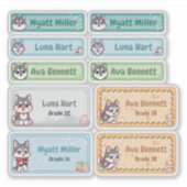 Étiquettes de nom Chibi Husky (Devant)