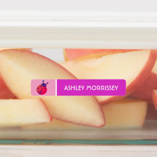 Étiquettes de nom coccinelle rose violet mignonnes